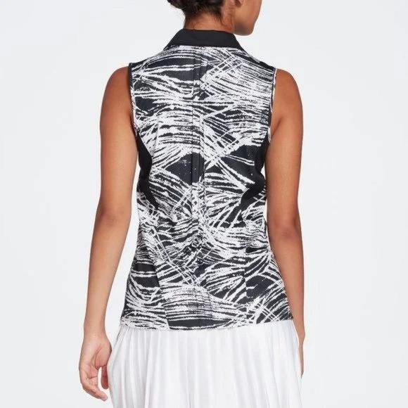 NWT Slazenger Women's Marble Pin Tuck Sleeveless Golf Polo - Picture 2 of 4